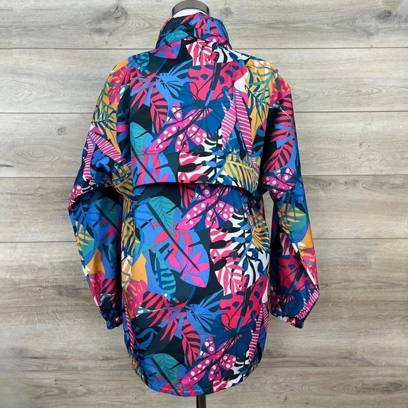 SOLD! Lauren James Hooded Rain Jacket Pullover Windbreaker Multicolored Floral - Picture 4 of 12